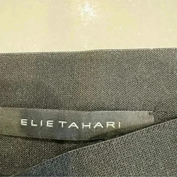 Elie Tahari black black skirt with a criss cross stretch waist zip up back sz 8 - Picture 5 of 11